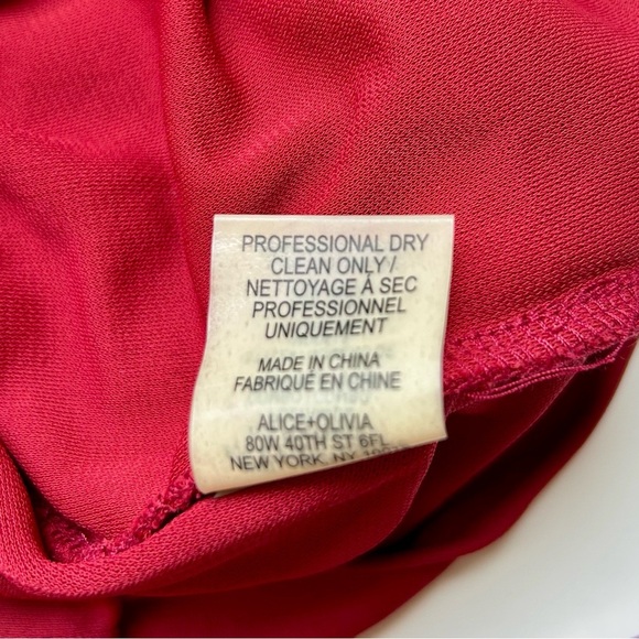 Alice + Olivia Red Silk Long Sleeve Ruched Goddess Mini Dress Size 6 NWT - Picture 16 of 16
